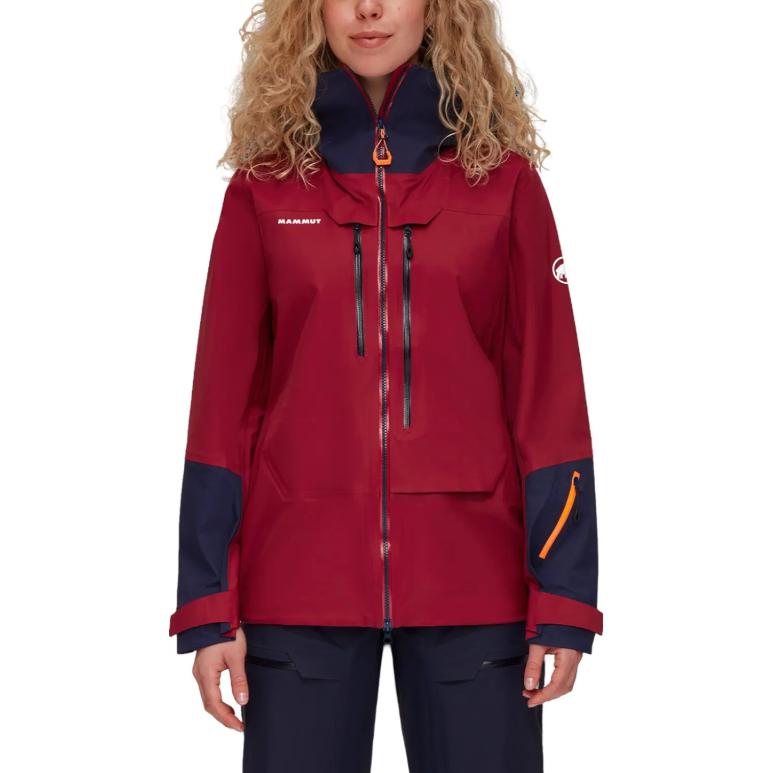 (Women) MAMMUT  Haldigrat Air Waterproof Hooded Jacket Scarlet/ Navy Blue. 1010-30390