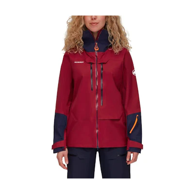 (Women) MAMMUT Haldigrat Air Waterproof Hooded Jacket Scarlet/ Navy Blue. 1010-30390