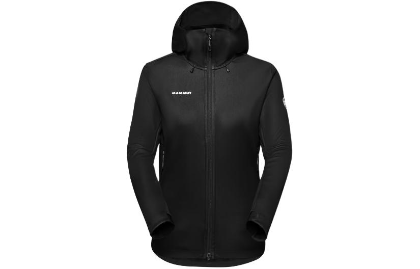 (Women) MAMMUT Ultimate VII  Softshell Hoodie Black European Fit Long Sleeve. 1011-01810