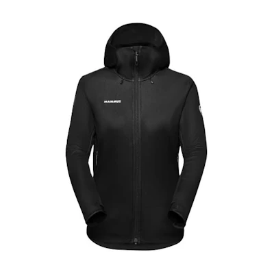 (Women) MAMMUT Ultimate VII Softshell Hoodie Black European Fit Long Sleeve. 1011-01810