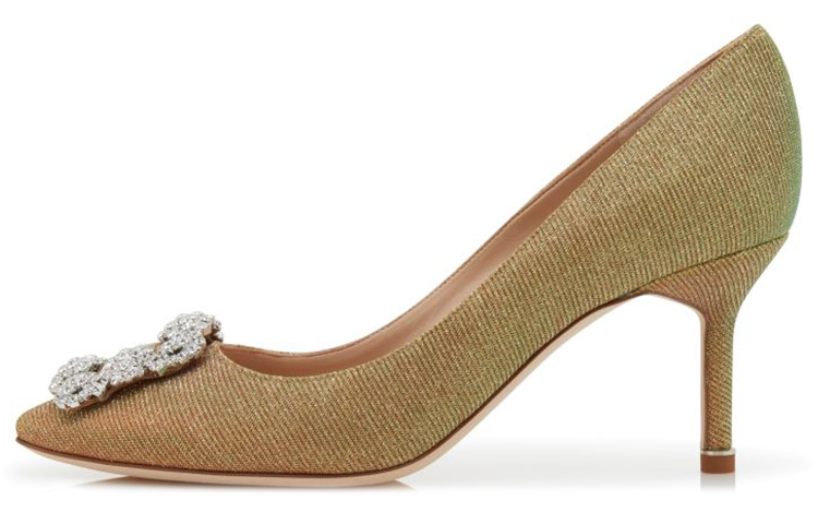 (Women) Manolo Blahnik 'Gold Jeweled Buckle Stiletto' 9XX-0597-0013