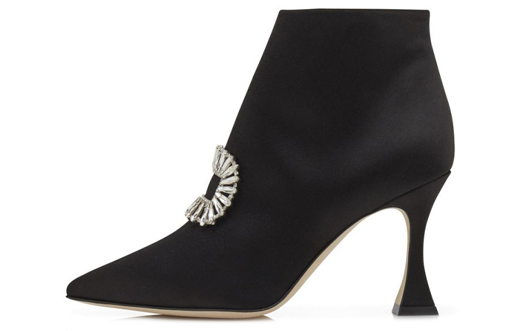 (W) Manolo Blahnik Ankle Boot 'Black Crystal Embellished'
