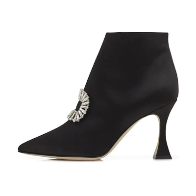 (W) Manolo Blahnik Ankle Boot 'Black Crystal Embellished'