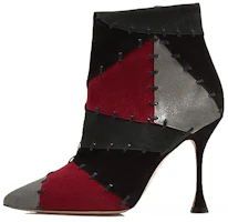 (Women) Manolo Blahnik Ankle Boot 'Black Grey Red Patchwork' 321-1771-0001 (Women) Manolo Blahnik Ankle Boot 'Black Grey Red Patchwork' 321-1771-0001