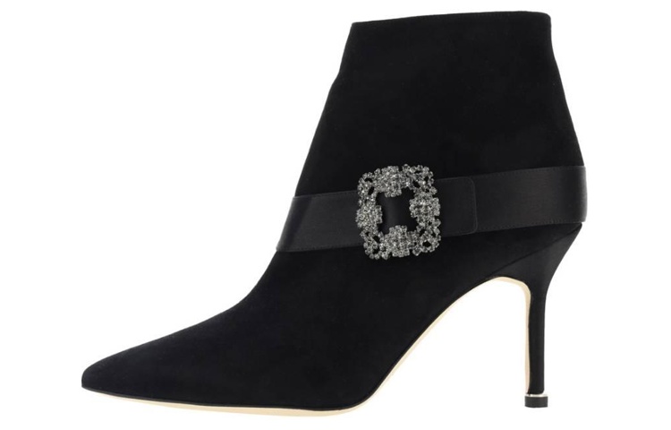 (Women) Manolo Blahnik Ankle Boot 'Black Zipper Stiletto' 223-1450-0015