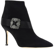 Order (W) Manolo Blahnik 黑色拉链细高跟短靴 223-1450-0015