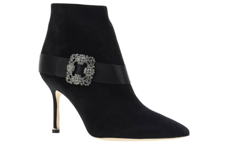 Order (W) Manolo Blahnik Sepatu Boot Ankle 'Black Zipper Stiletto' 223-1450-0015