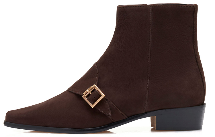 (W) Manolo Blahnik Ankle Boot 'Dark Brown Buckle'