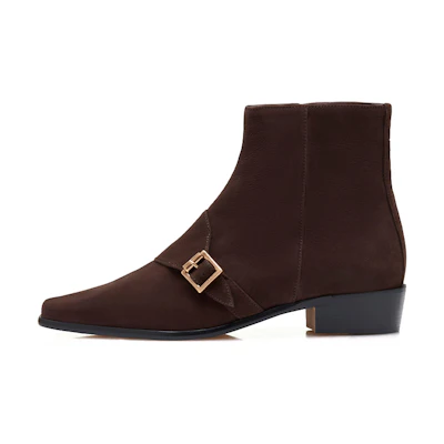 (W) Manolo Blahnik Ankle Boot 'Dark Brown Buckle'