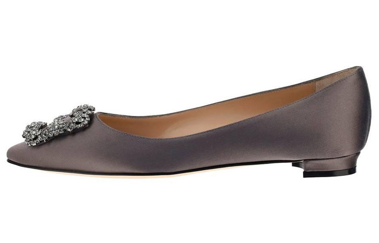 (Women) Manolo Blahnik Ballet Flat 'Crystal Embellished Grey' 9XX-0348-0212