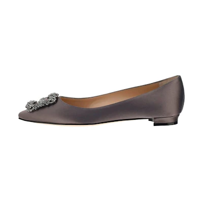 (W) Manolo Blahnik Ballet Flat 'Crystal Embellished Grey'