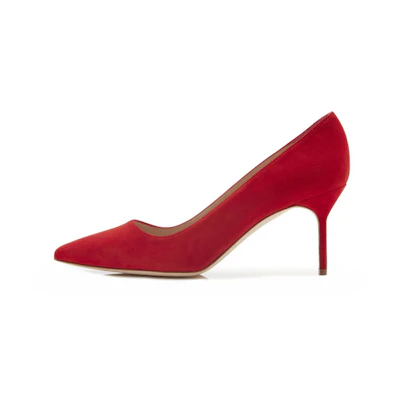 (W) Manolo Blahnik BB 70 'Red Suede Pointed Toe'