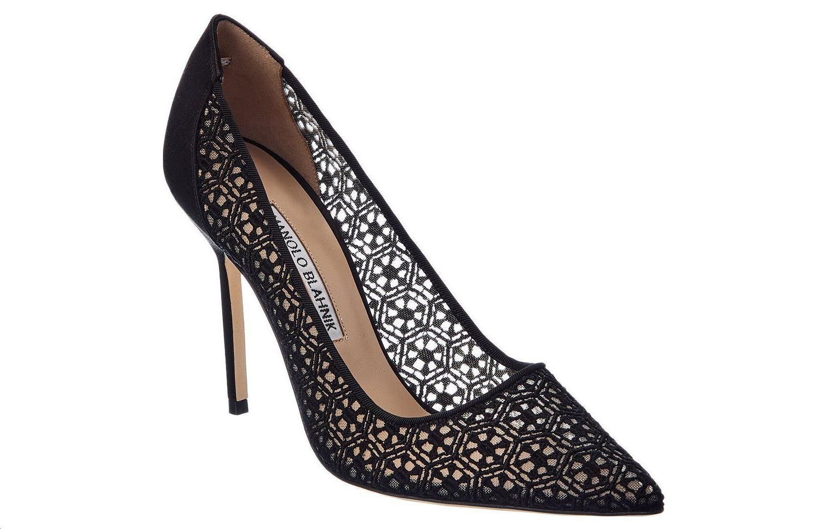 Shop (W) Manolo Blahnik BBla 'Tacón de Aguja Negro con Punta Afilada' 422-1448-9750