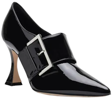 Order (W) Manolo Blahnik Talons Pointus à Boucle ''Noir Vernis'' 322-2180-0001