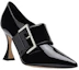 Order (W) Manolo Blahnik Tumit Tinggi Hujung Runcing 'Black Patent' Dengan Gancu 322-2180-0001