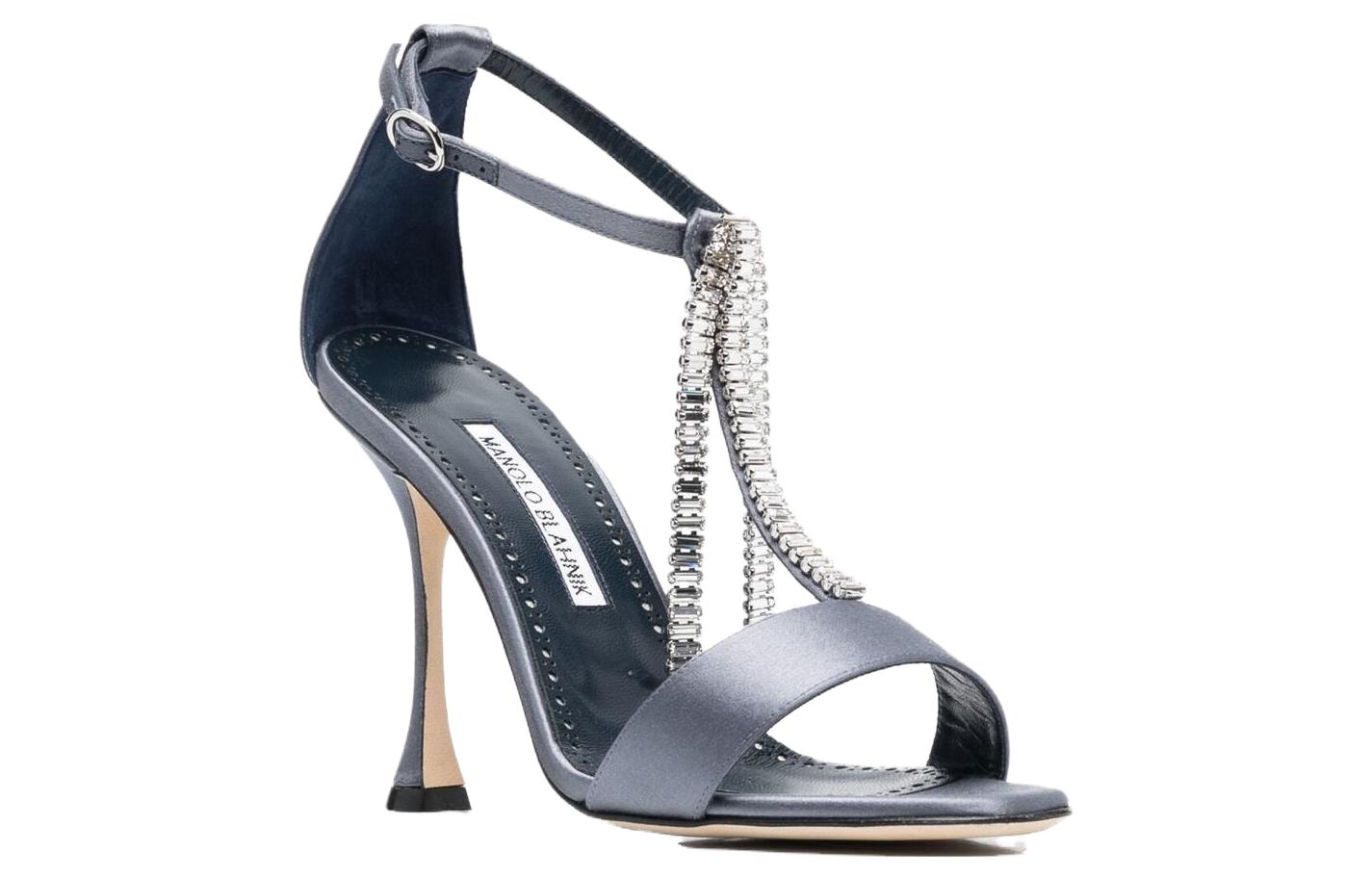 (W) Manolo Blahnik Buckle Round Toe High Heel 'Grey Ankle-Strap Sandal' 圖 2