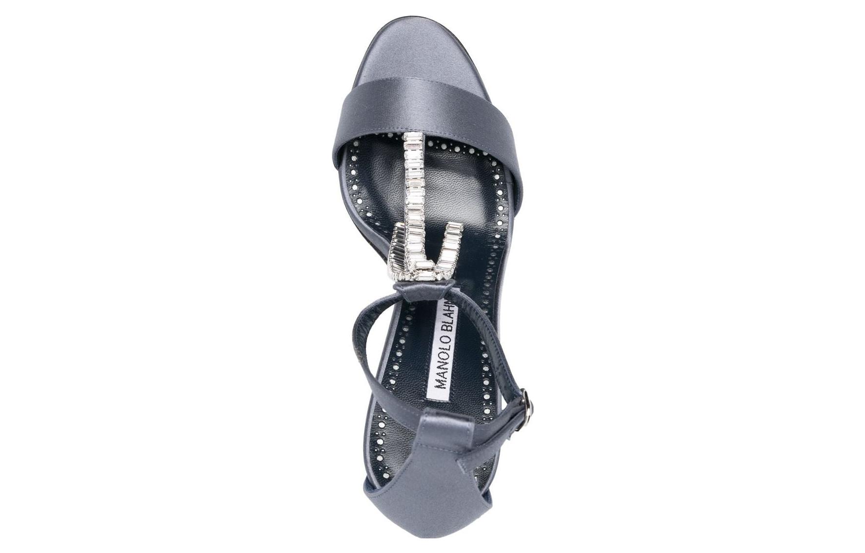 (W) Manolo Blahnik Buckle Round Toe High Heel 'Grey Ankle-Strap Sandal' 圖 3
