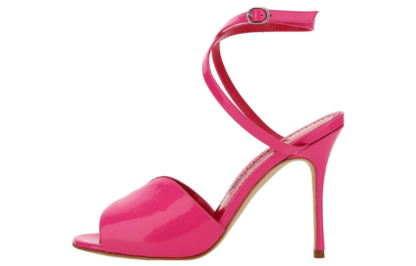 (Women) Manolo Blahnik Buckle Round Toe Slide 'Pink Fashion' 123-2189-6713