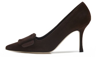 (Women) Manolo Blahnik Buckle Suede High Heel 'Dark Brown' 219-0174-0008 (Women) Manolo Blahnik Buckle Suede High Heel 'Dark Brown' 219-0174-0008