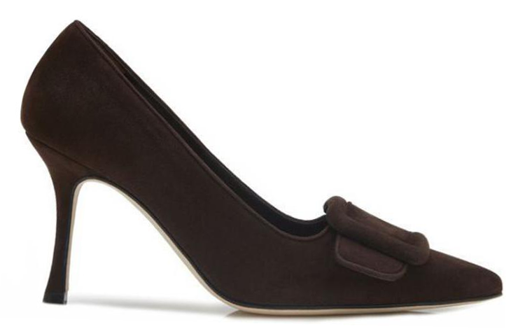 (W) Manolo Blahnik Buckle Suede High Heel 'Dark Brown' 圖 2