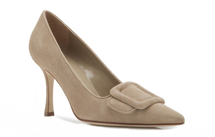 (W) Manolo Blahnik Buckle Suede High Heels 'Beige' 圖 3
