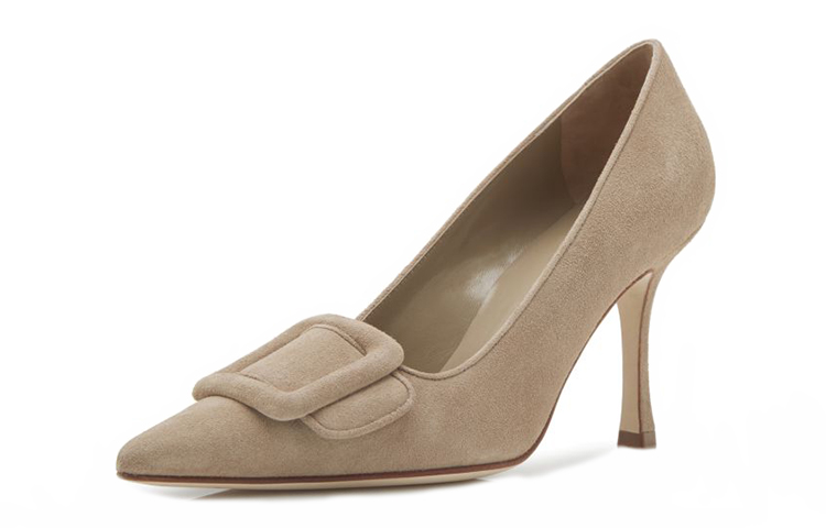 (W) Manolo Blahnik Buckle Suede High Heels 'Beige' 圖 4
