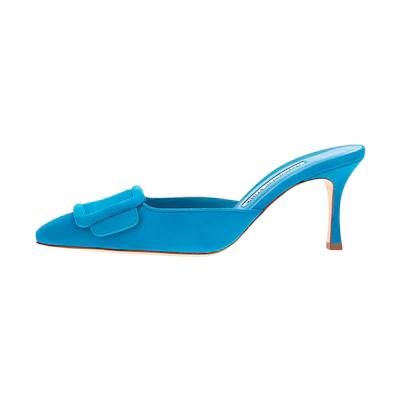 (W) Manolo Blahnik Buckle Suede High Heels 'Blue'