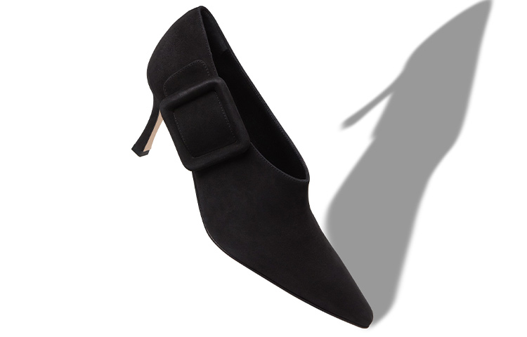 (W) Manolo Blahnik Buckle Suede High Heels 'Elegant Black' 圖 3