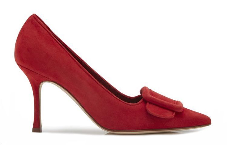 (W) Manolo Blahnik Buckle Velvet High Heel 'Red' 圖 2
