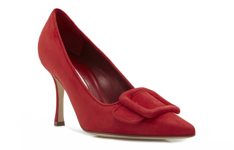 (W) Manolo Blahnik Buckle Velvet High Heel 'Red' 圖 3