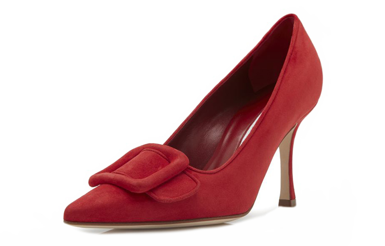 (W) Manolo Blahnik Buckle Velvet High Heel 'Red' 圖 4