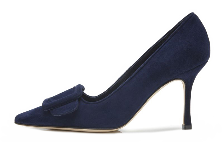 Buy (W) Manolo Blahnik 扣饰天鹅绒高跟鞋 '深蓝' 219-0174-0010