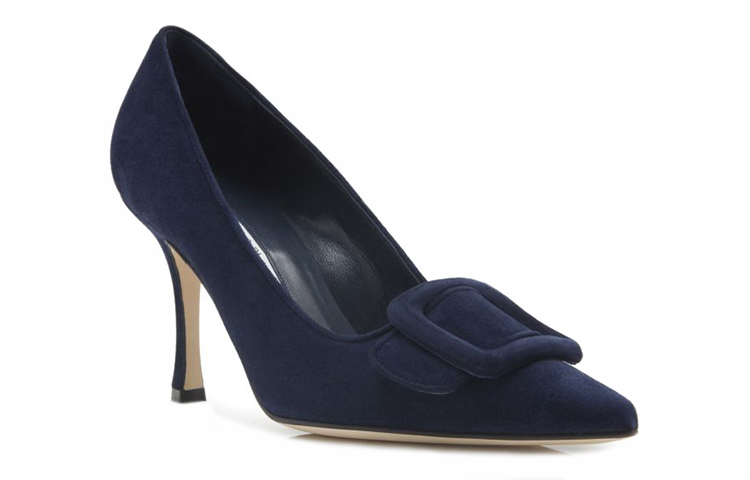 (W) Manolo Blahnik Buckle Velvet High Heels 'Deep Blue' 圖 3
