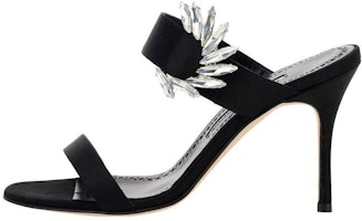 (Women) Manolo Blahnik Calfskin Slide High Heel 10cm 'Black Fashion Mule' 123-2154-0015 (Women) Manolo Blahnik Calfskin Slide High Heel 10cm 'Black Fashion Mule' 123-2154-0015