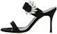 (W) Manolo Blahnik Kulit Anjal Tumit Tinggi 10cm 'Selipar Fesyen Hitam' 123-2154-0015