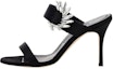 Buy (W) Manolo Blahnik Kulit Anjal Tumit Tinggi 10cm 'Selipar Fesyen Hitam' 123-2154-0015