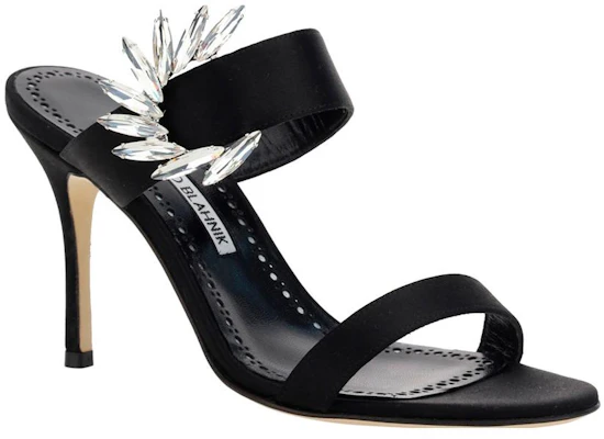 (W) Manolo Blahnik Sepatu Slide Hak Tinggi Kulit Anak Sapi 10cm 'Black Fashion Mule' 123-2154-0015 Order (W) Manolo Blahnik Sepatu Slide Hak Tinggi Kulit Anak Sapi 10cm 'Black Fashion Mule' 123-2154-0015
