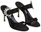 Lookbook (W) Manolo Blahnik Sepatu Slide Hak Tinggi Kulit Anak Sapi 10cm 'Black Fashion Mule' 123-2154-0015