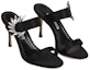Lookbook (W) Manolo Blahnik Kulit Anjal Tumit Tinggi 10cm 'Selipar Fesyen Hitam' 123-2154-0015