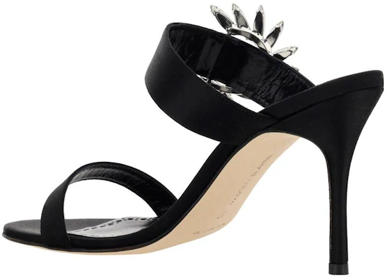 (W) Manolo Blahnik Sepatu Slide Hak Tinggi Kulit Anak Sapi 10cm 'Black Fashion Mule' 123-2154-0015 Purchase (W) Manolo Blahnik Sepatu Slide Hak Tinggi Kulit Anak Sapi 10cm 'Black Fashion Mule' 123-2154-0015