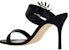 (W) Manolo Blahnik Kulit Anjal Tumit Tinggi 10cm 'Selipar Fesyen Hitam' 123-2154-0015
