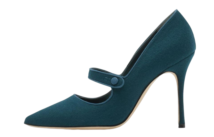 (W) Manolo Blahnik Camparinew 'Navy Wool'