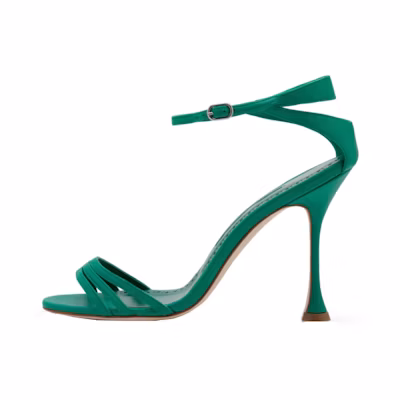 (W) Manolo Blahnik Caracol 'Green Leather Lace-Up Sandals'