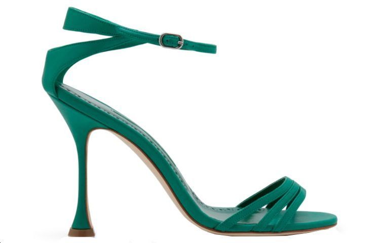 (W) Manolo Blahnik Caracol 'Green Leather Lace-Up Sandals' 圖 2