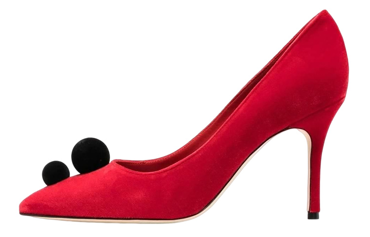 (Women) Manolo Blahnik Faux Suede Slip-On Stiletto 'Red Fashion' 322-2334-6208