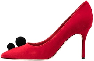 (Women) Manolo Blahnik Faux Suede Slip-On Stiletto 'Red Fashion' 322-2334-6208 (Women) Manolo Blahnik Faux Suede Slip-On Stiletto 'Red Fashion' 322-2334-6208