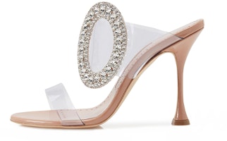 (Women) Manolo Blahnik Fibionabi 'Crystal Buckle Beige' 421-1166-0001 (Women) Manolo Blahnik Fibionabi 'Crystal Buckle Beige' 421-1166-0001