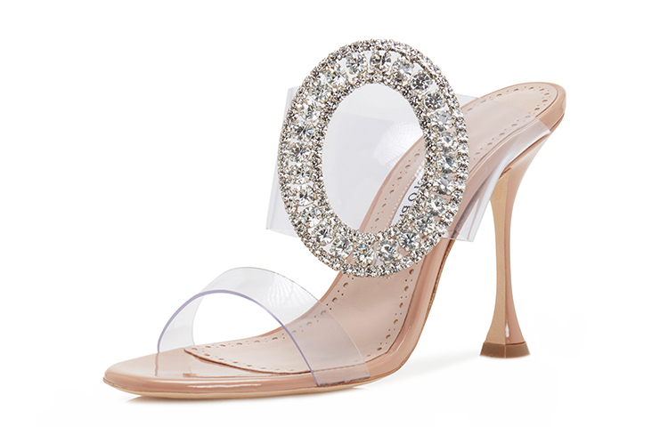 Shop (W) マノロ ブラニク フィビオナビ クリスタルバックル ベージュ 421-1166-0001