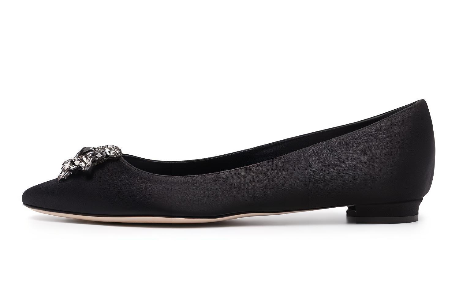 (Women) Manolo Blahnik Flat 'Black Crystal' 321-1714-0008