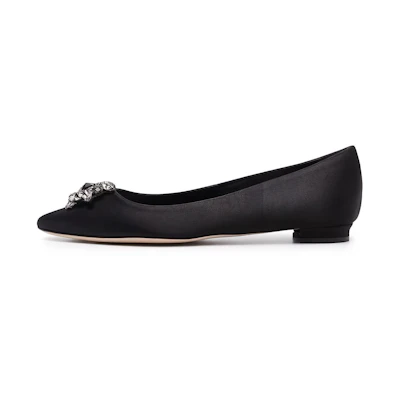 (W) Manolo Blahnik Flat 'Black Crystal'